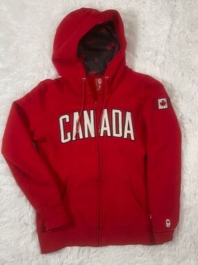 Canada Red Zip-Up Hoodie - Men's Red Canada Sweatshirt
